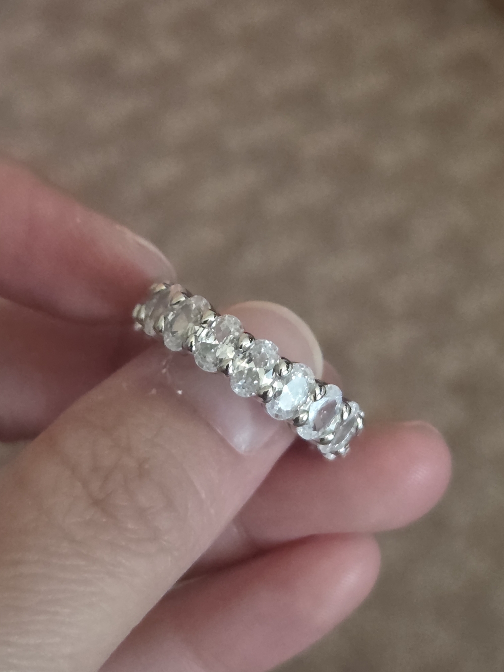Sterling Silver Crystal Eternity Band — Clear Stone Stackable Ring
